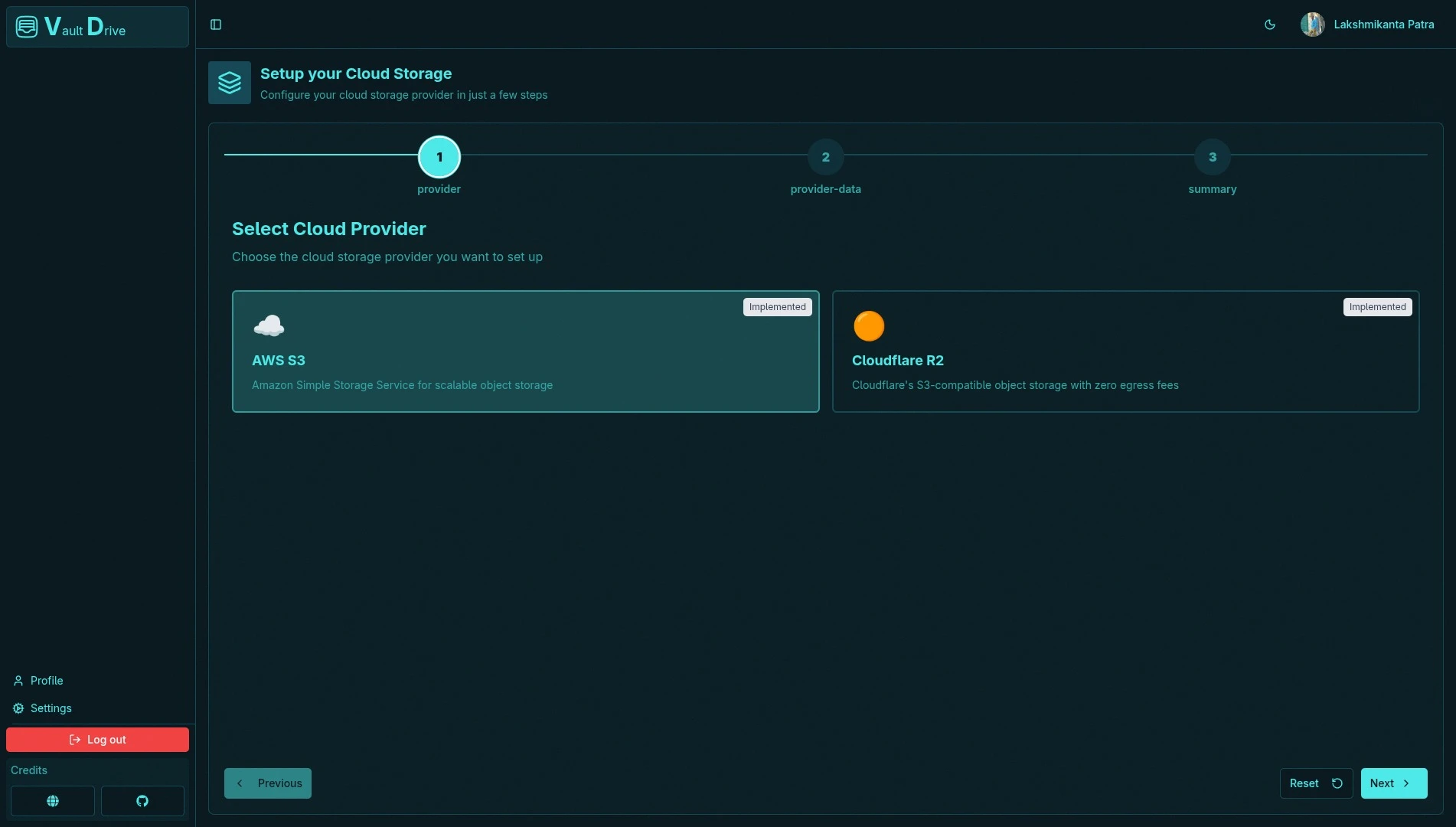 VaultDrive user cloud onboarding